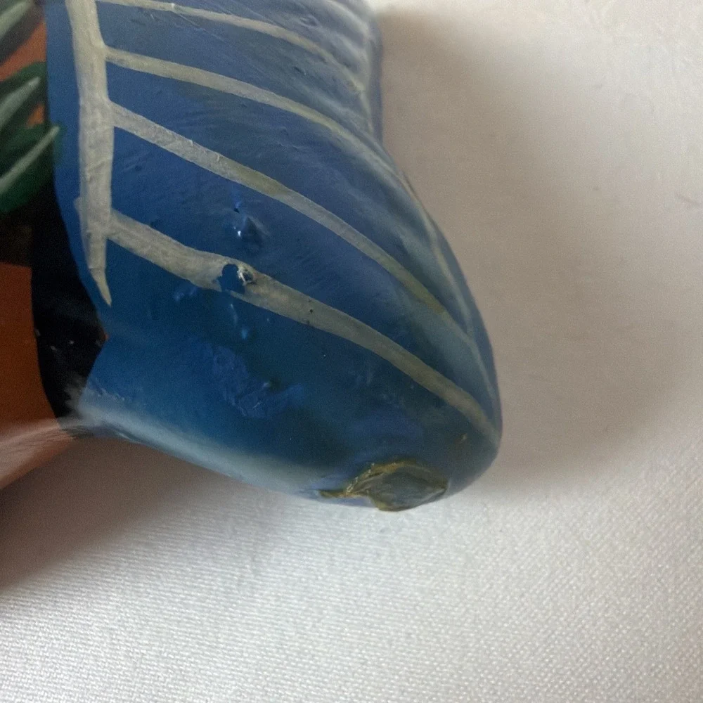 Vintage Folk Art Mexican Hand Painted Goldfish Pottery Fish.Length 4.5